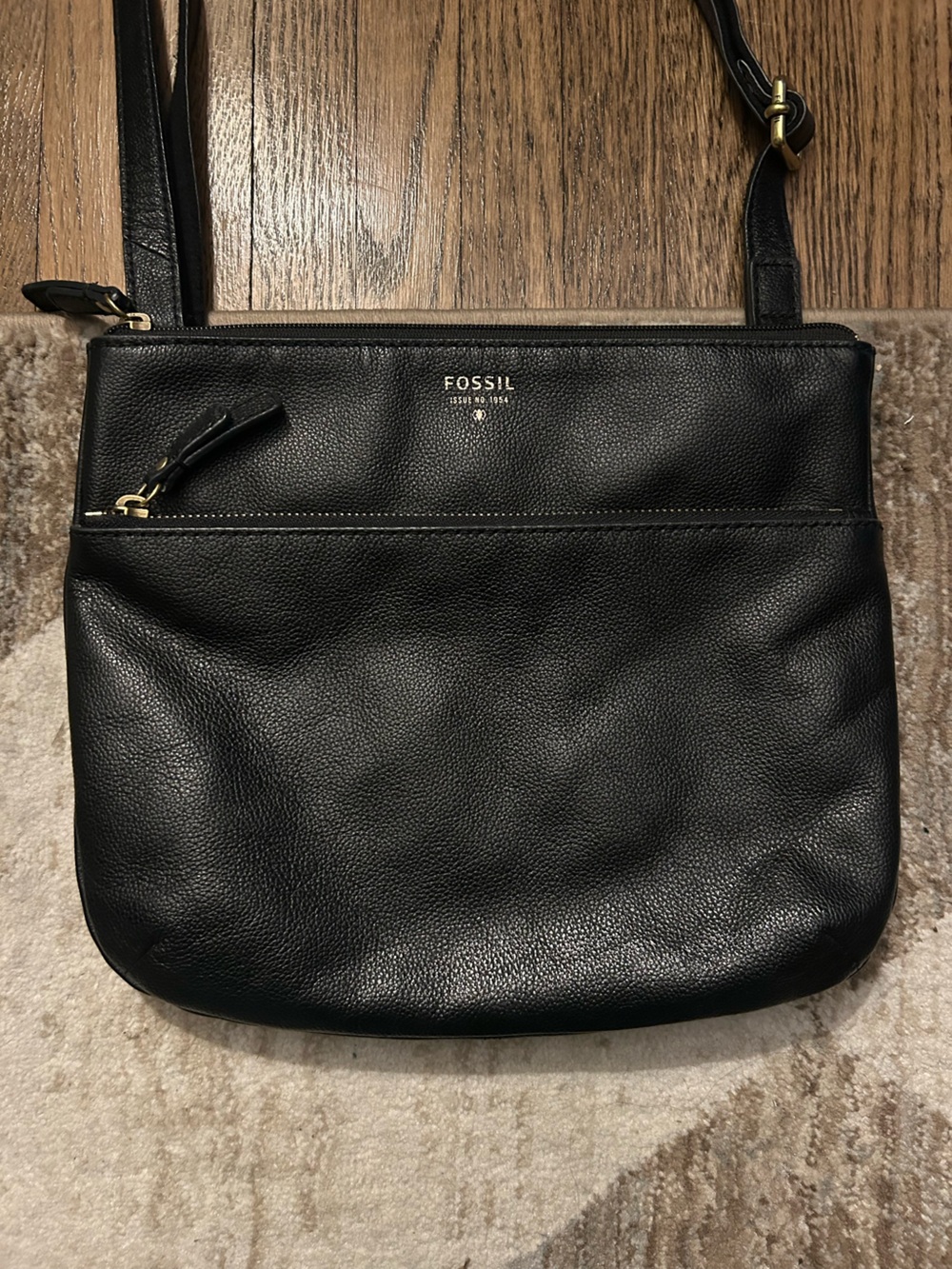 Fossil Black Pebble Leather Crossbody Purse